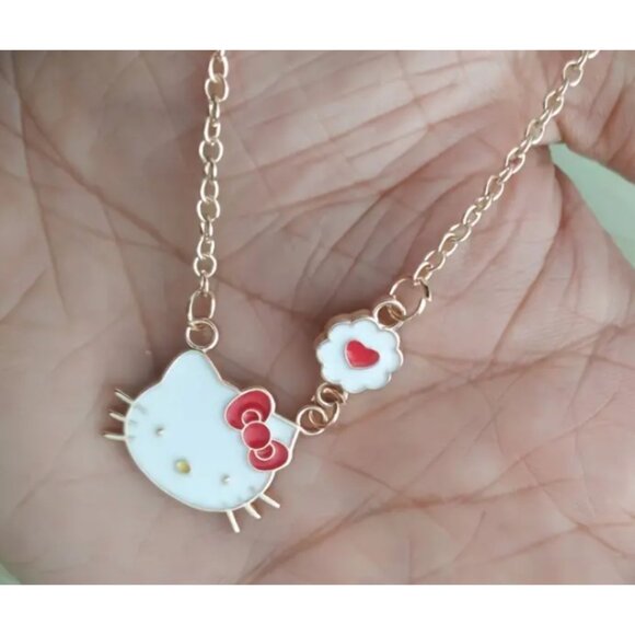 Hello Kitty Gold-Tone Enamel Necklace – Cute Pendant Charm with Chain - Picture 4 of 4